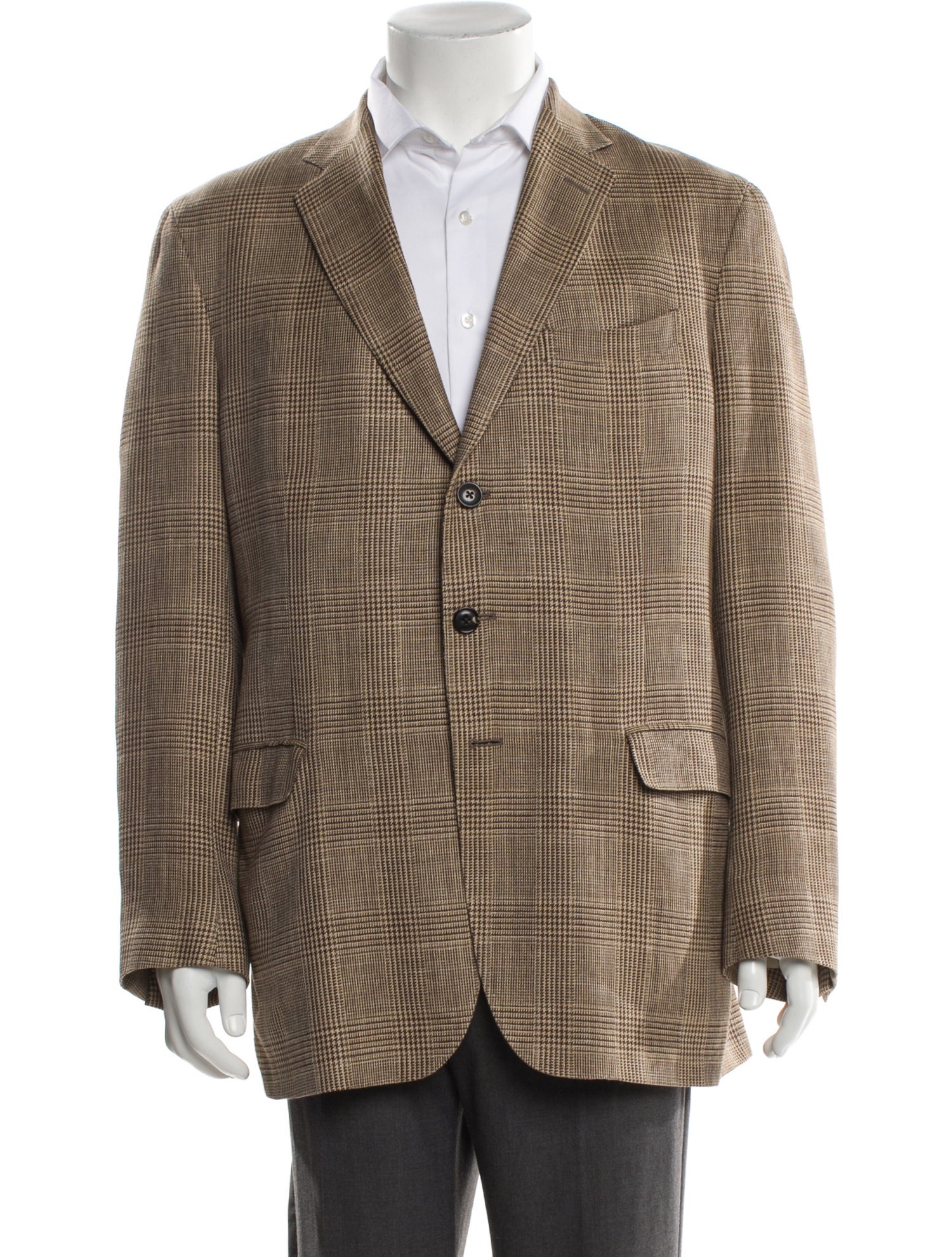 Bergdorf Goodman Wool Plaid Print Blazer