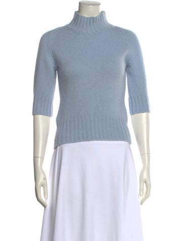 Pre-owned Bergdorf Goodman Cashmere Turtleneck Sweater In Blue