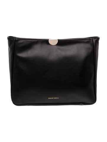 Pre-owned Bergdorf Goodman Leather Portfolio In Black