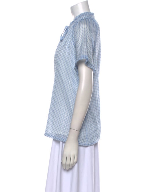 Birgitte Herskind Plaid Print Tie Neck Button-Up Top