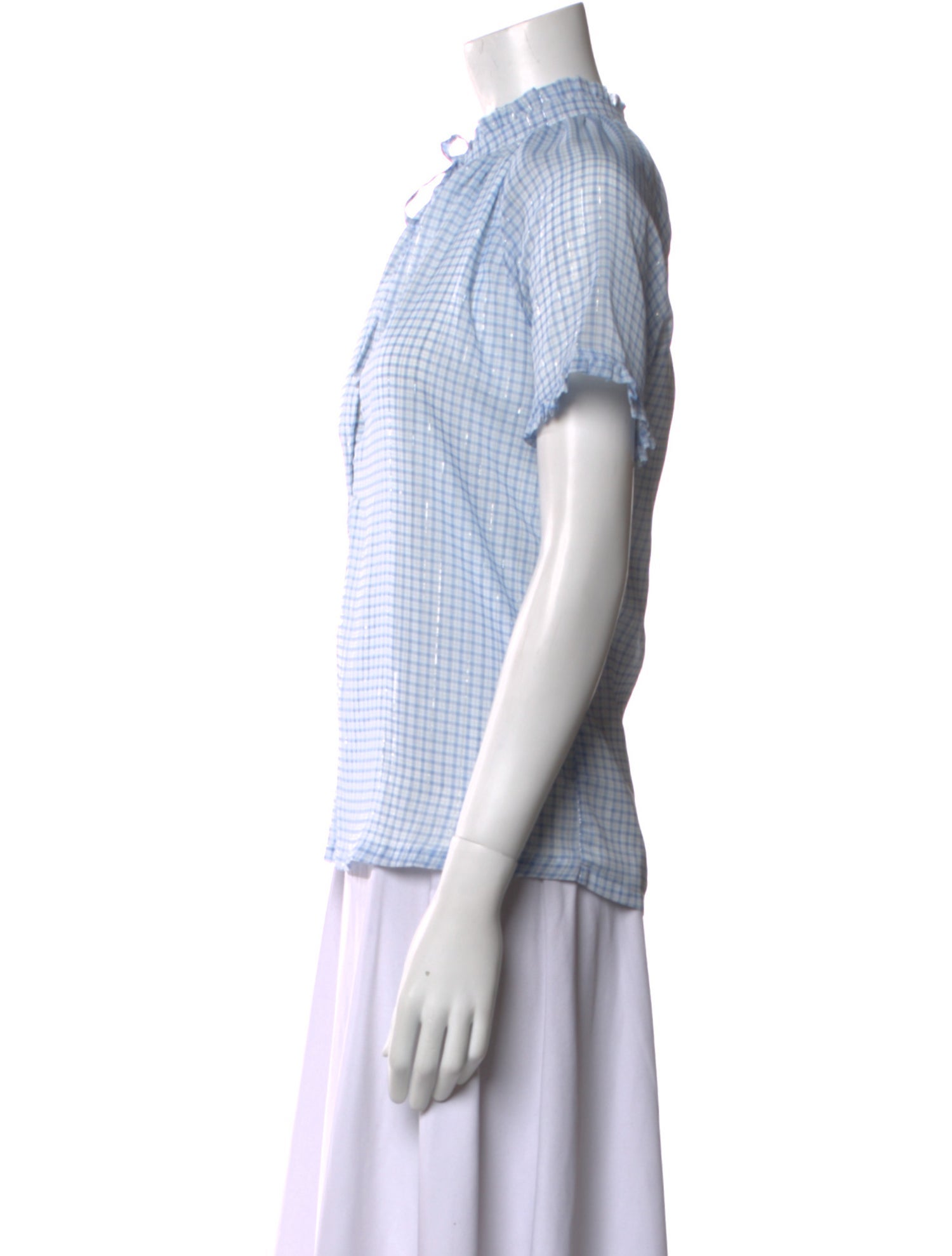 Birgitte Herskind Plaid Print Mock Neck Button-Up Top w/ Tags