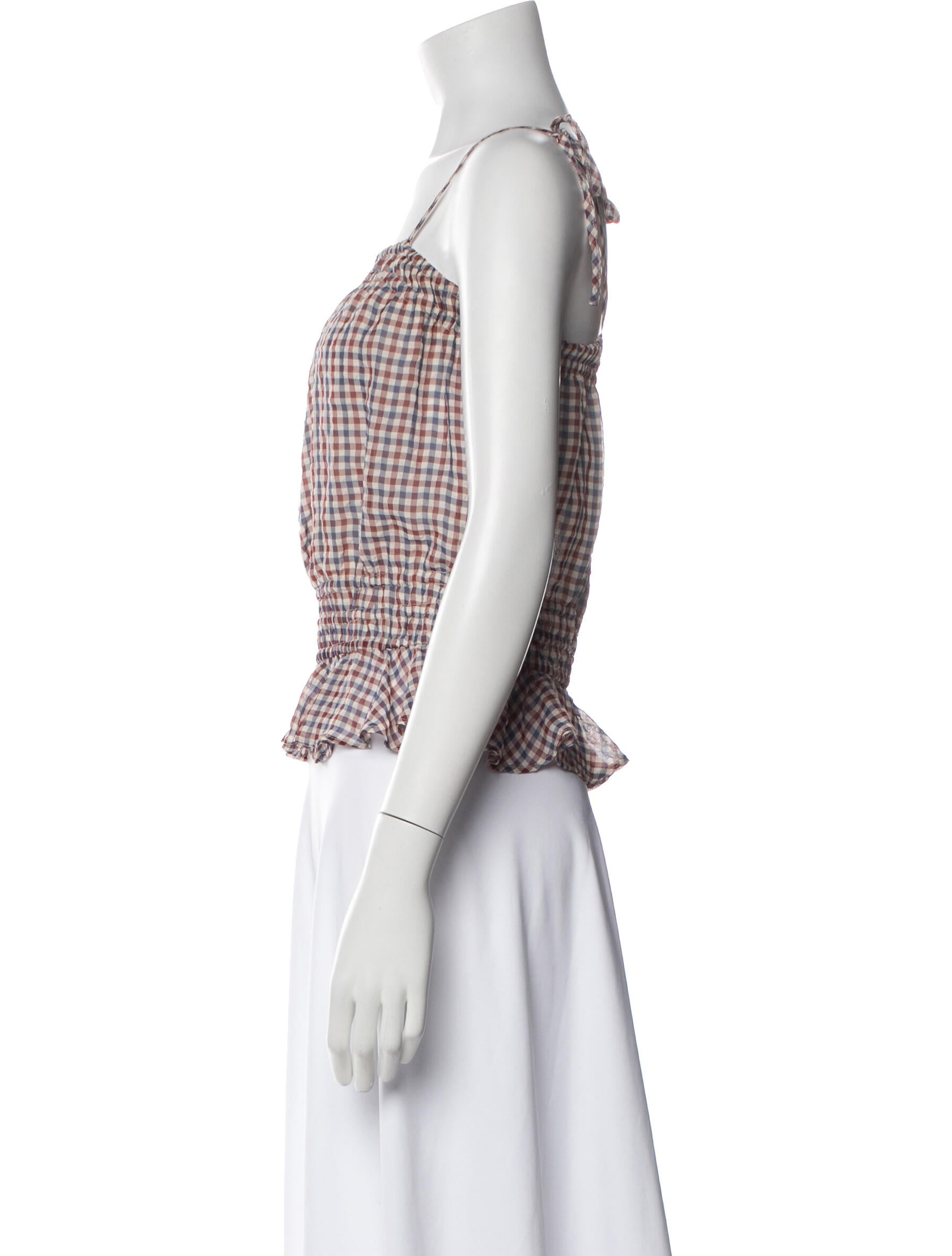 Birgitte Herskind Plaid Print Square Neckline Crop Top