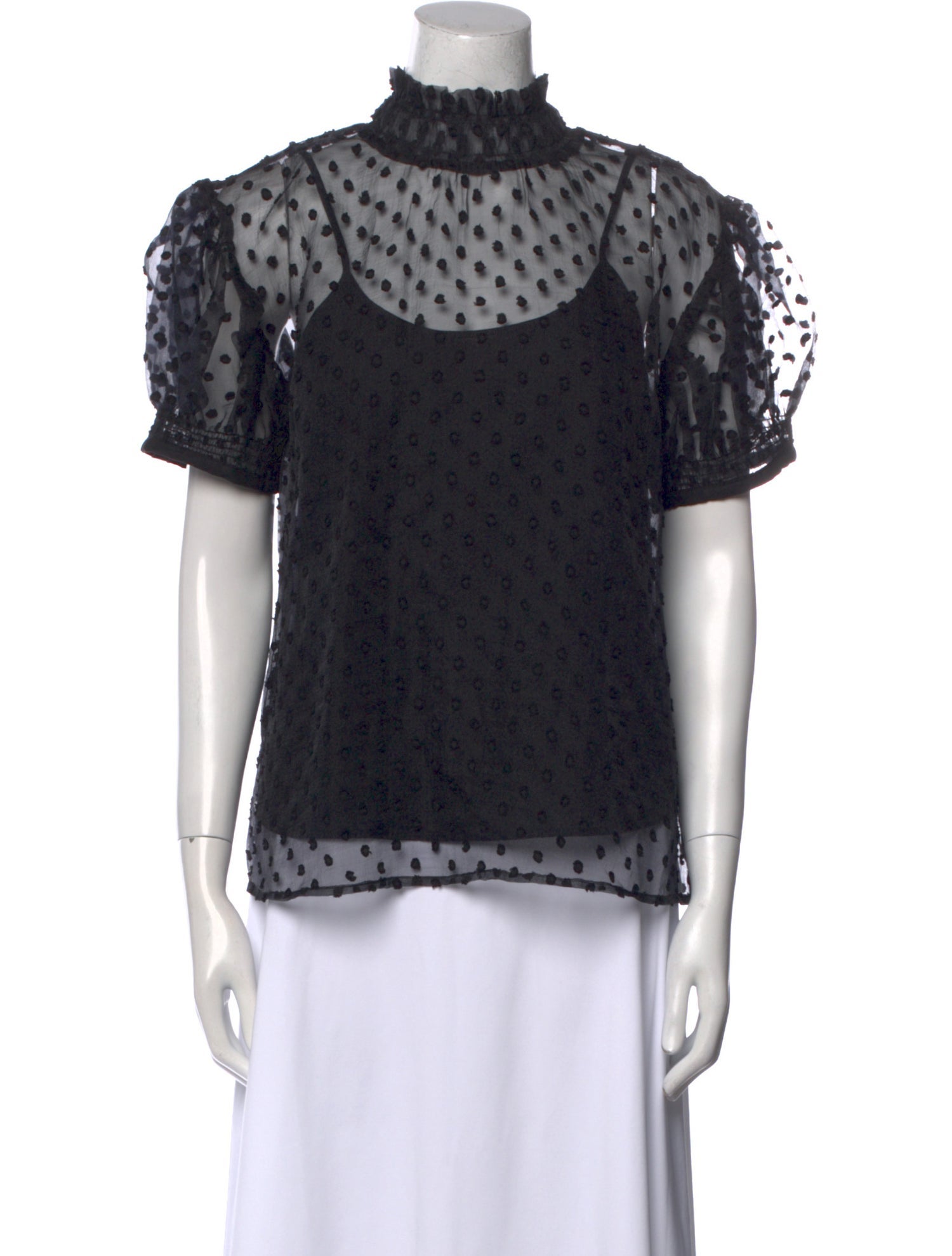 Birgitte Herskind Lace Pattern Mock Neck Top