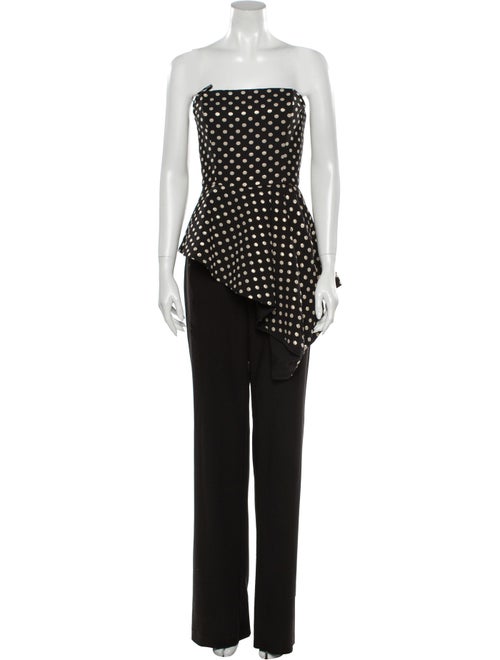 Black Halo Polka Dot Print Strapless Jumpsuit Blac