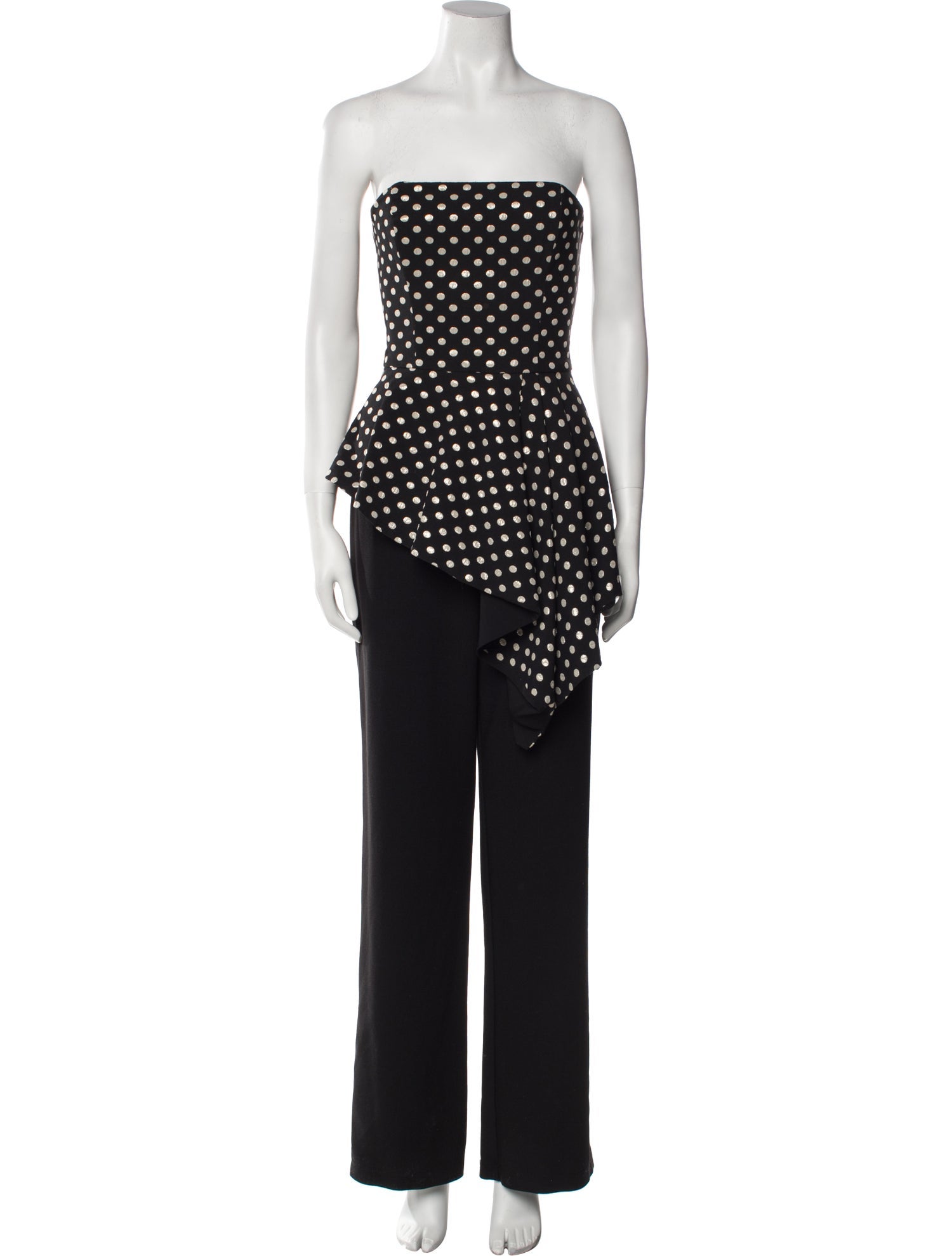 Black Halo Polka Dot Print Strapless Jumpsuit