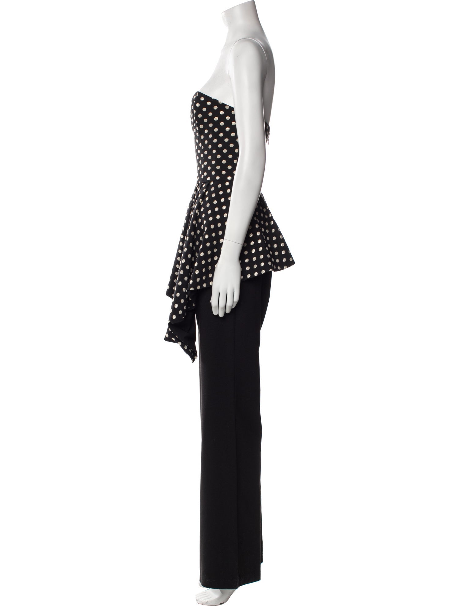Black Halo Polka Dot Print Strapless Jumpsuit
