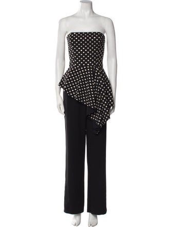 Black Halo Eve by Laurel Berman Polka Dot Print Strapless Jumpsuit