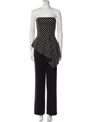 Black Halo Eve by Laurel Berman Jumpsuits and Rompers Polka Dot Print Strapless Jumpsuit XL