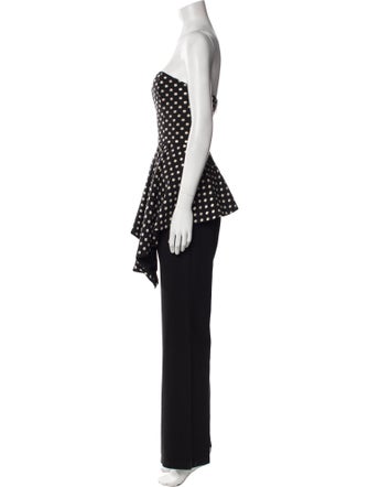 Black Halo Eve by Laurel Berman Polka Dot Print Strapless Jumpsuit