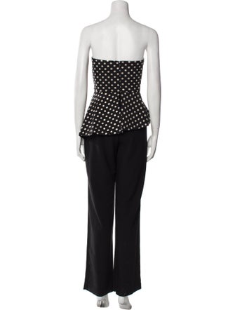 Black Halo Eve by Laurel Berman Polka Dot Print Strapless Jumpsuit