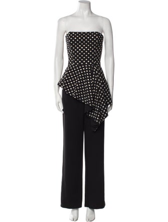 Black Halo Polka Dot Print Strapless Jumpsuit