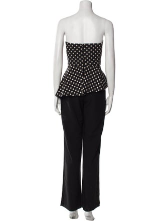 Black Halo Polka Dot Print Strapless Jumpsuit