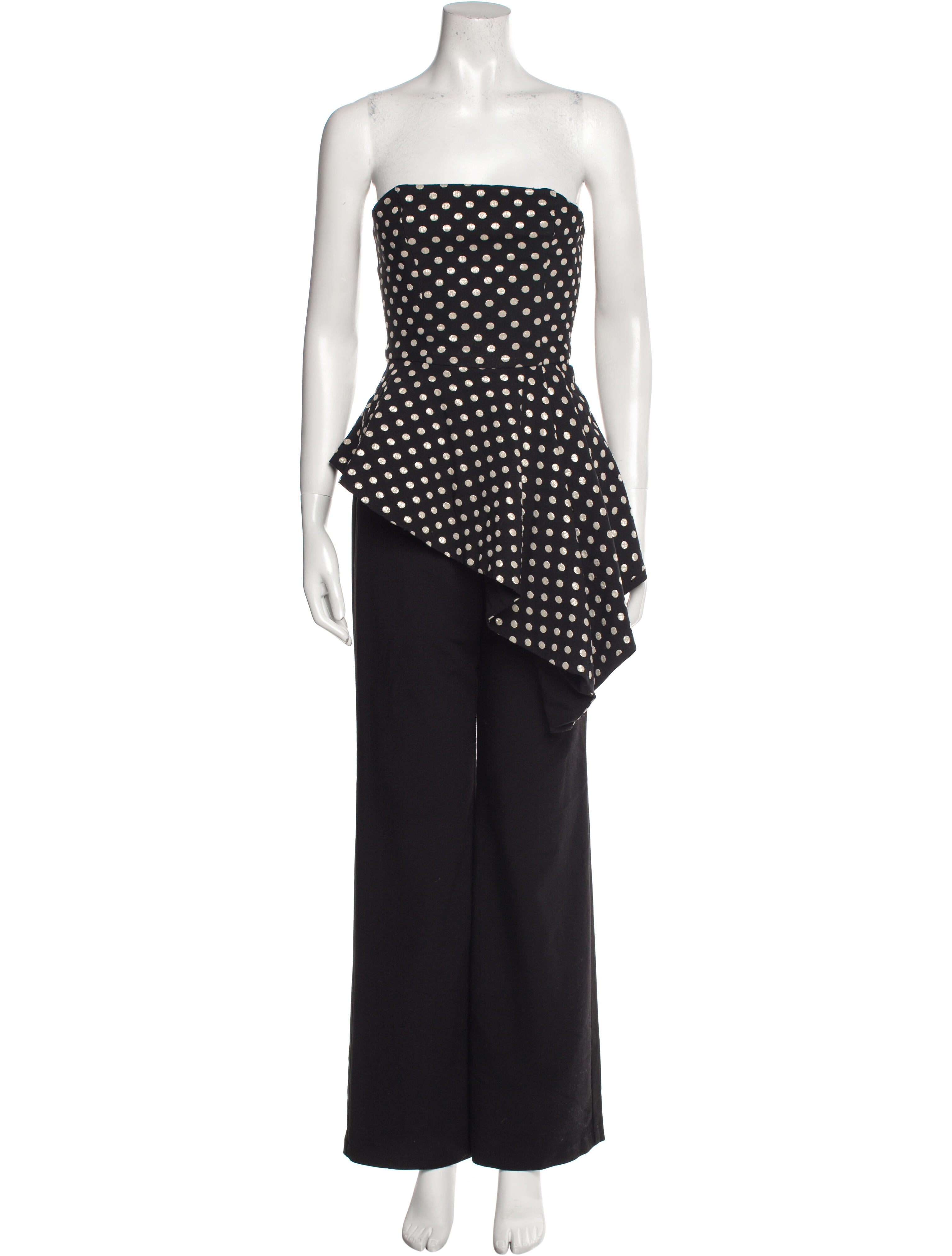 Black Halo Polka Dot Print Strapless Jumpsuit