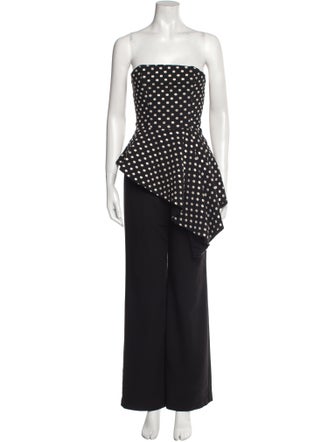 Black Halo Polka Dot Print Strapless Jumpsuit