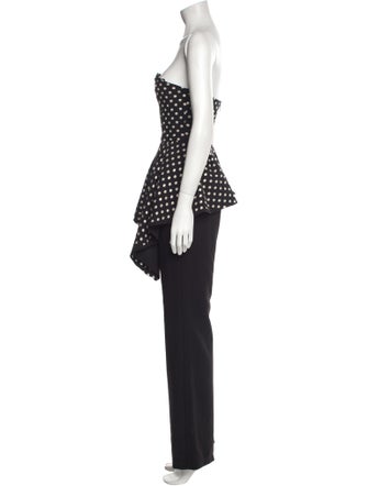 Black Halo Polka Dot Print Strapless Jumpsuit