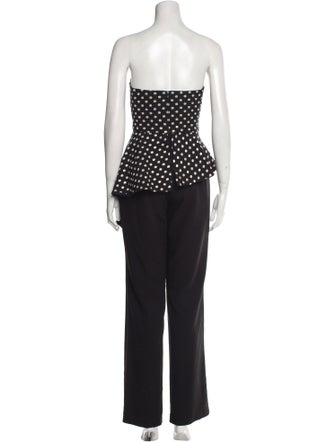 Black Halo Polka Dot Print Strapless Jumpsuit