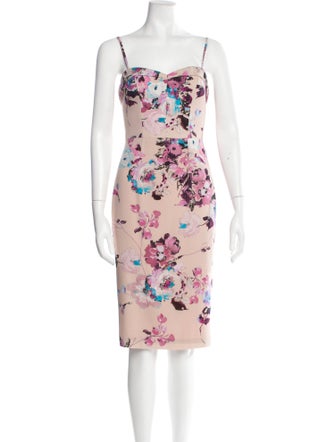 Black Halo Floral Print Knee-Length Dress