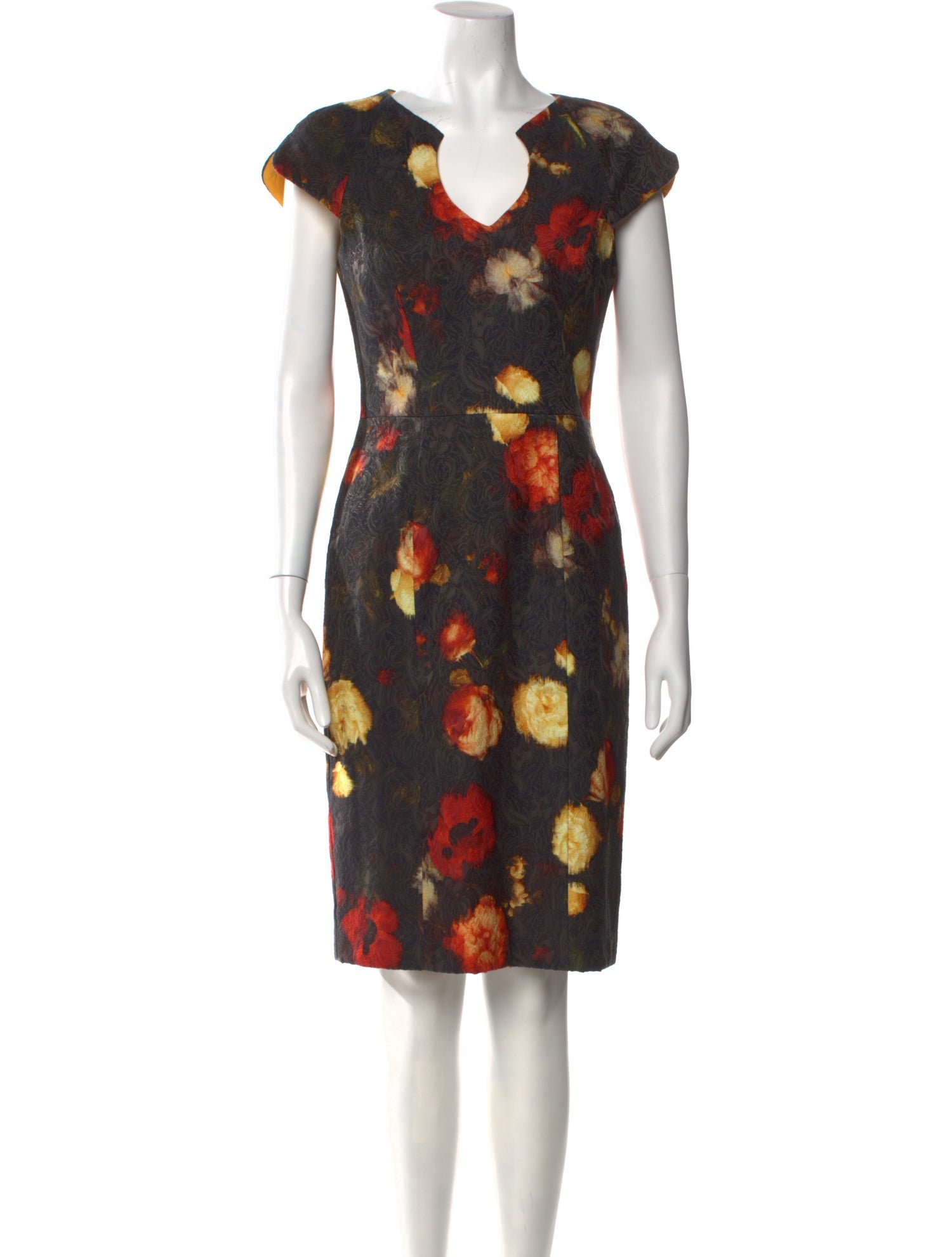 Black Halo Floral Print Knee-Length Dress
