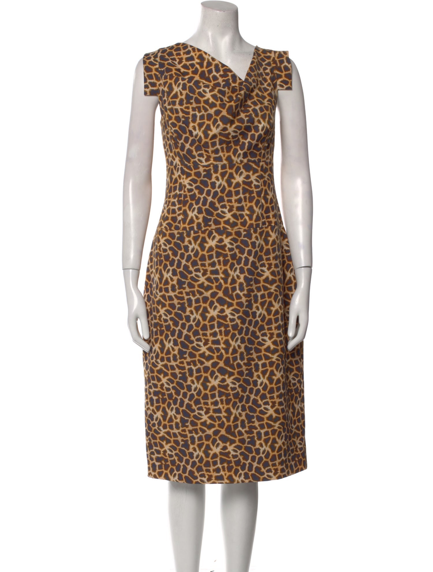 Black Halo Animal Print Midi Length Dress