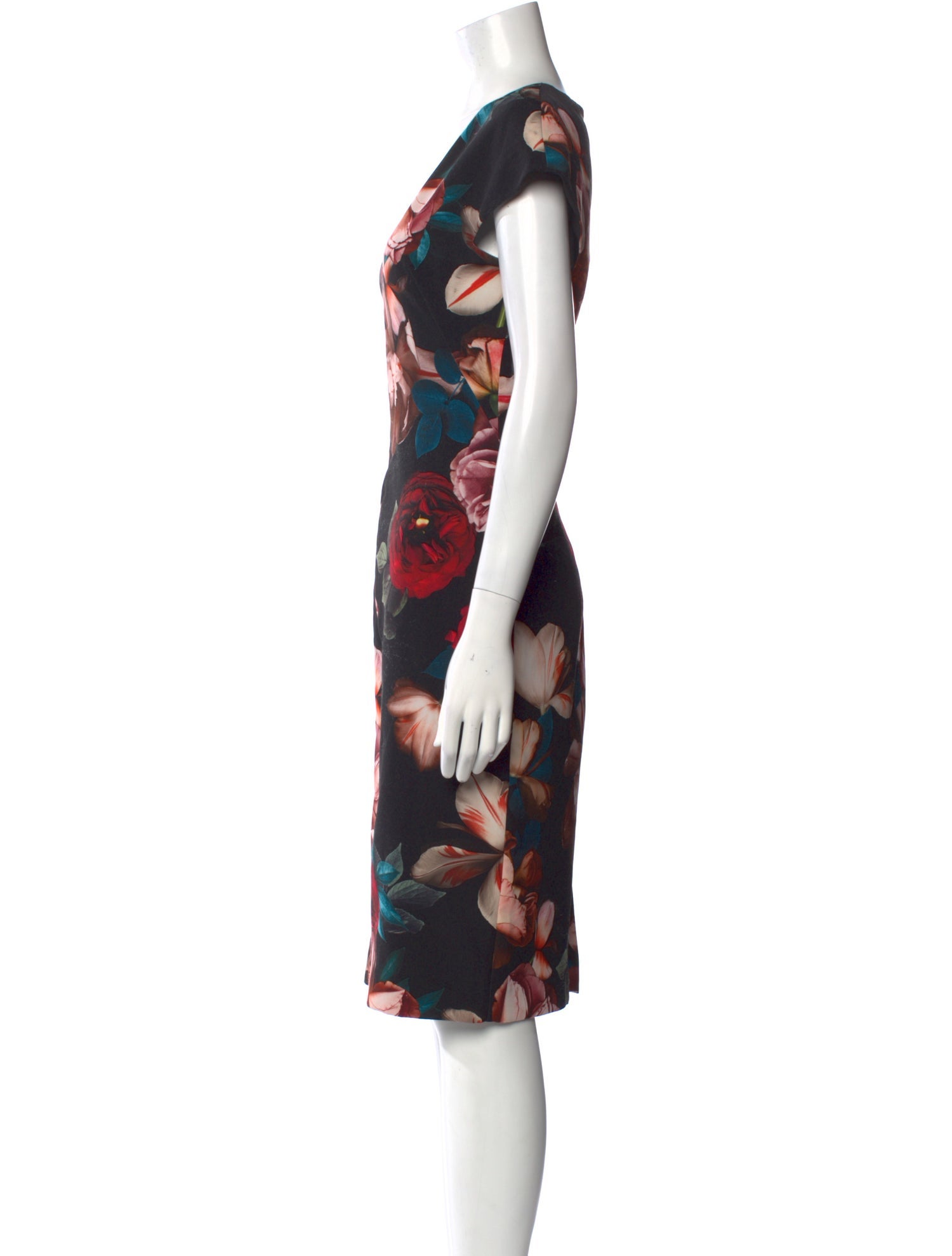 Black Halo Floral Print Knee-Length Dress