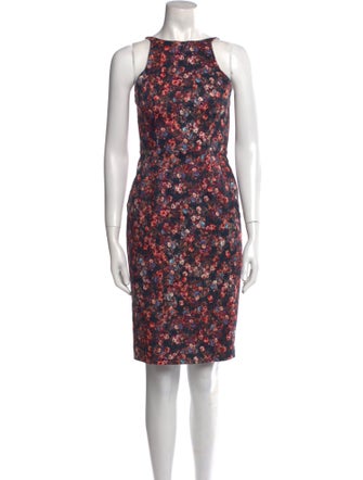 Black Halo Floral Print Knee-Length Dress