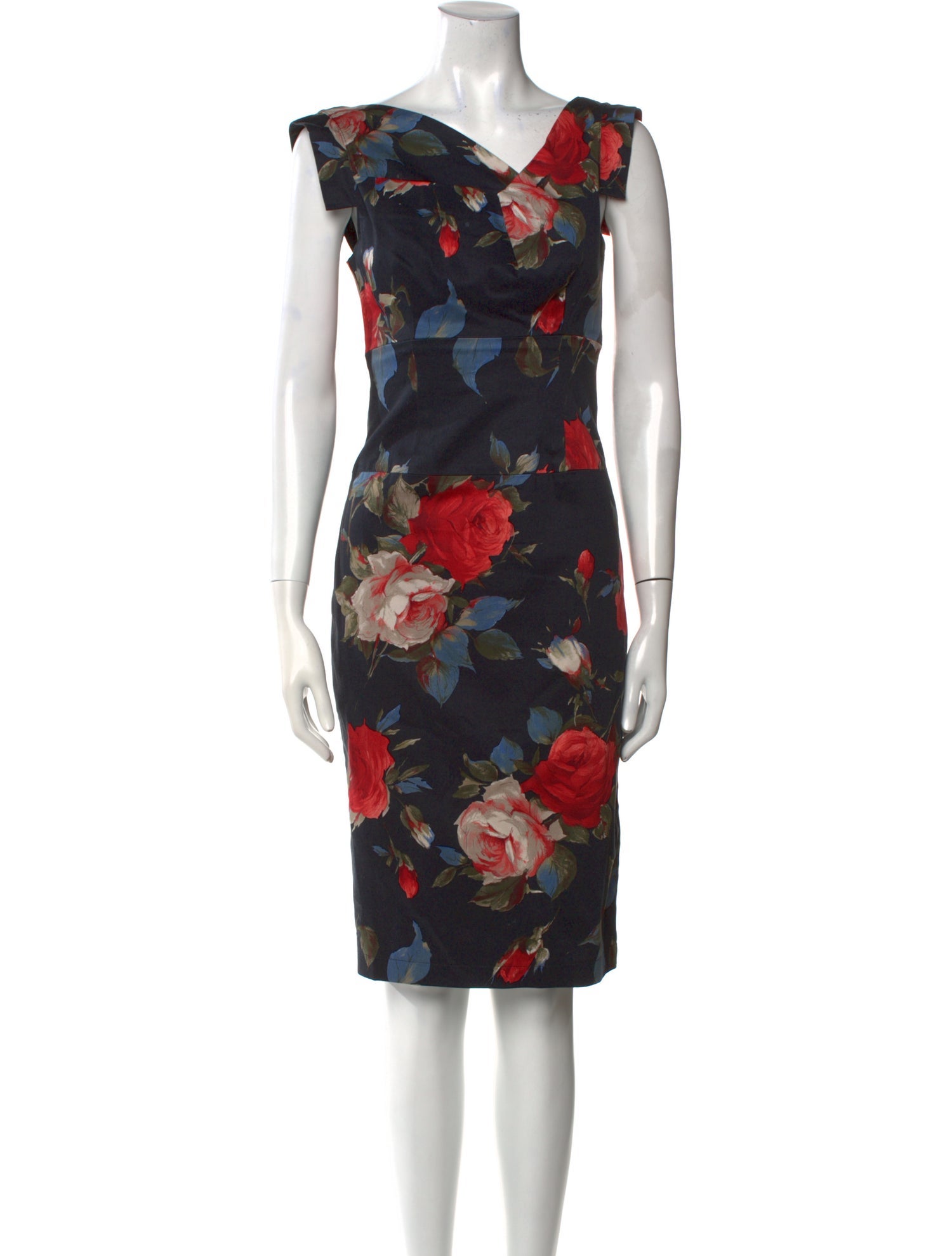 Black Halo Floral Print Knee-Length Dress