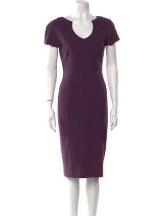 Black Halo V-Neck Midi Length Dress