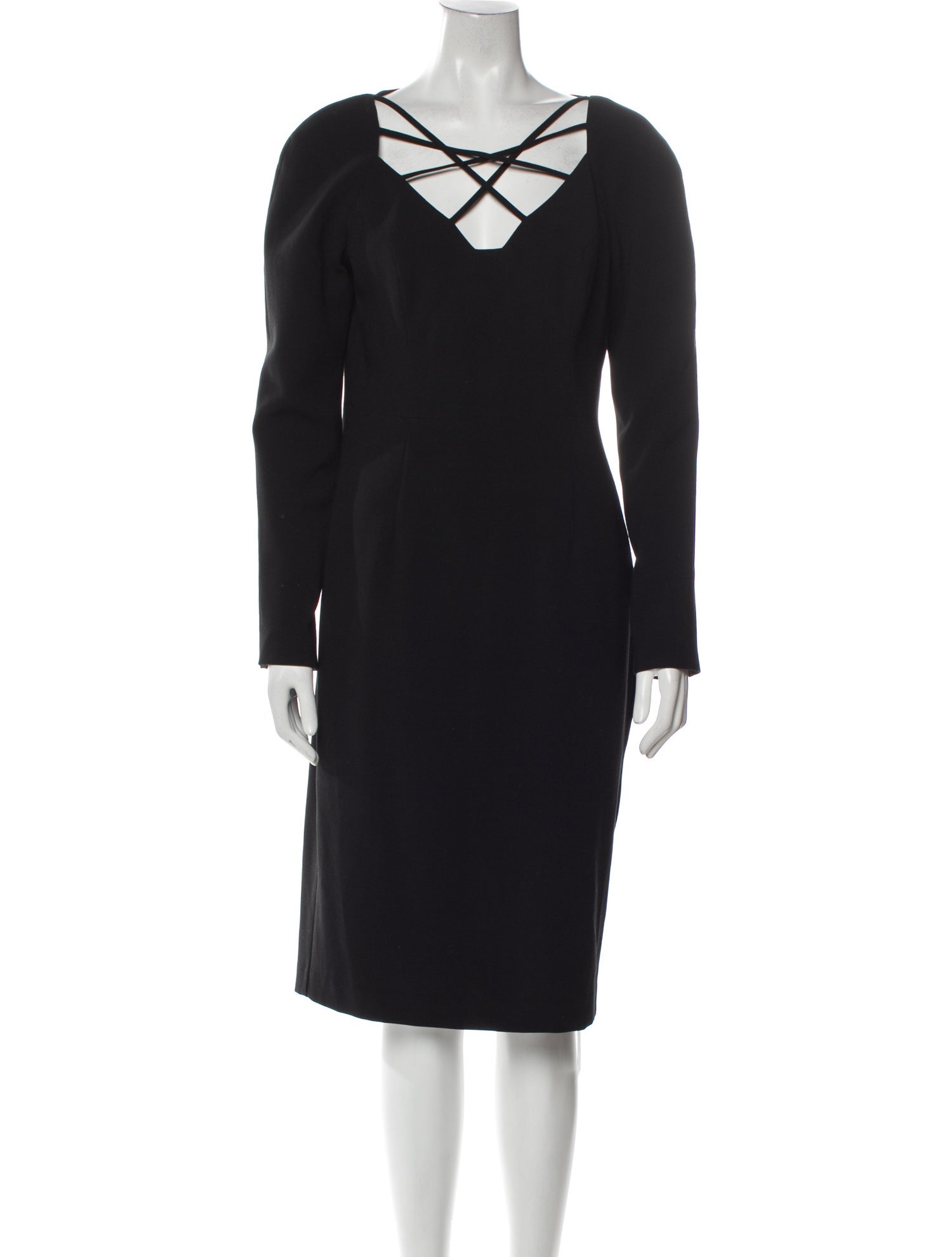 Black Halo V-Neck Midi Length Dress