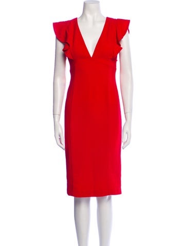 Black Halo Dresses V-Neck Midi Length Dress XS