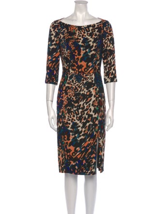 Black Halo Animal Print Knee-Length Dress