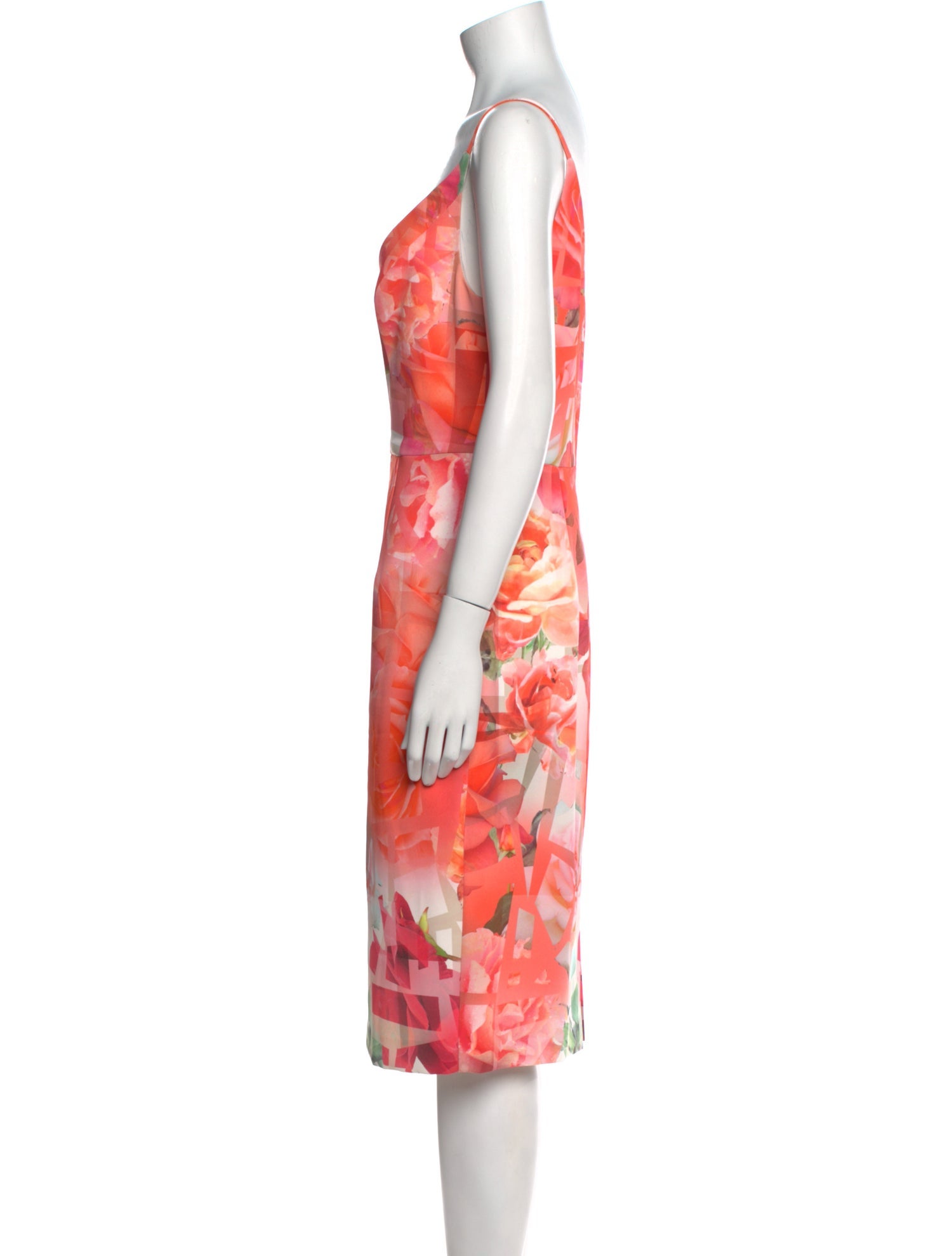 Black Halo Floral Print Midi Length Dress