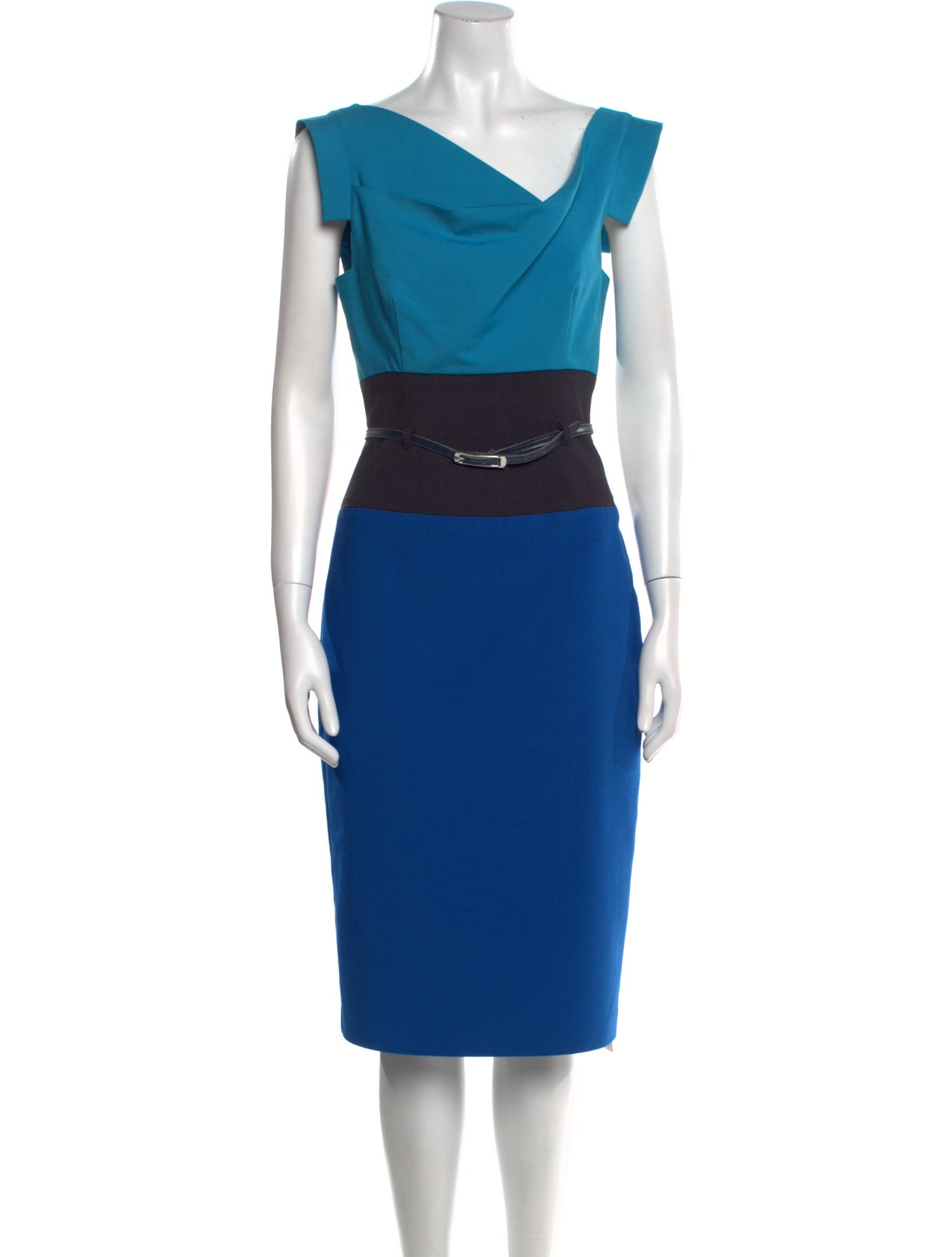 Black Halo Cowl Neck Midi Length Dress