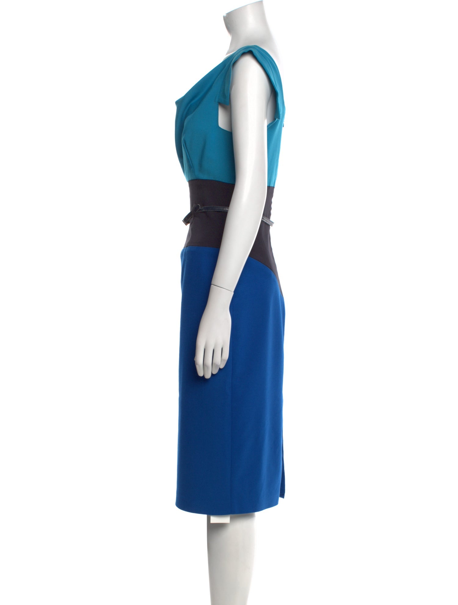 Black Halo Cowl Neck Midi Length Dress