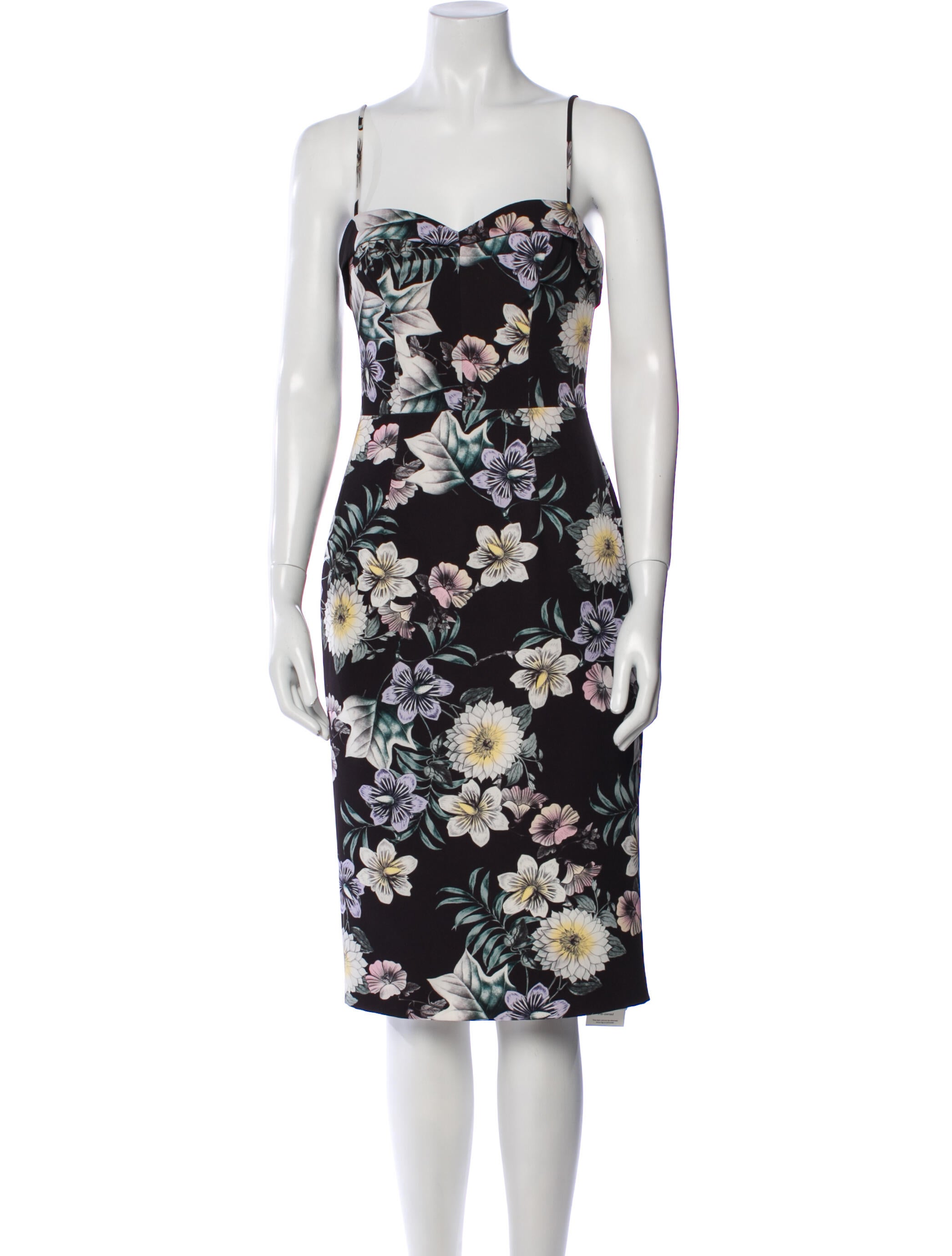 Black Halo Floral Print Knee-Length Dress