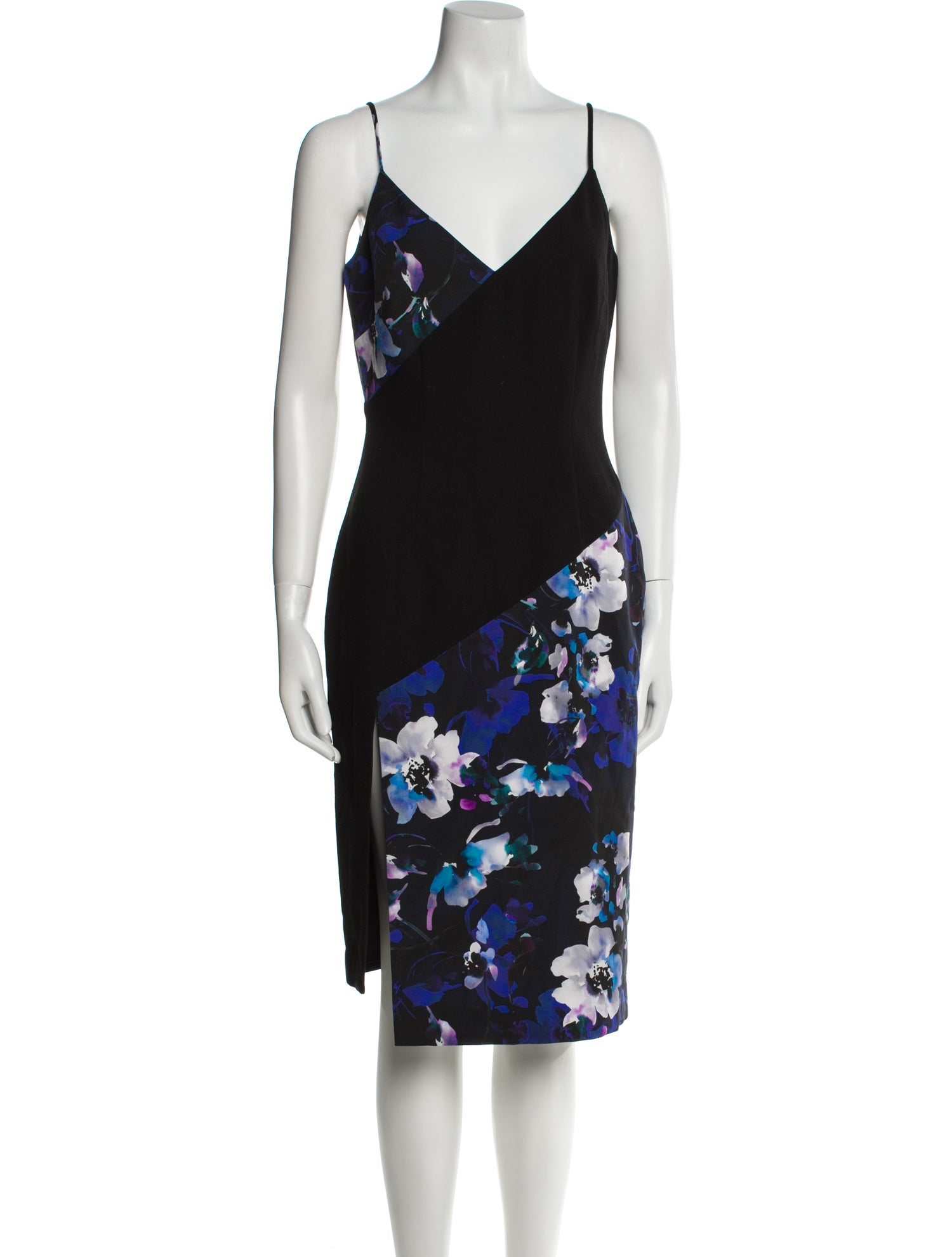 Black Halo Floral Print Midi Length Dress