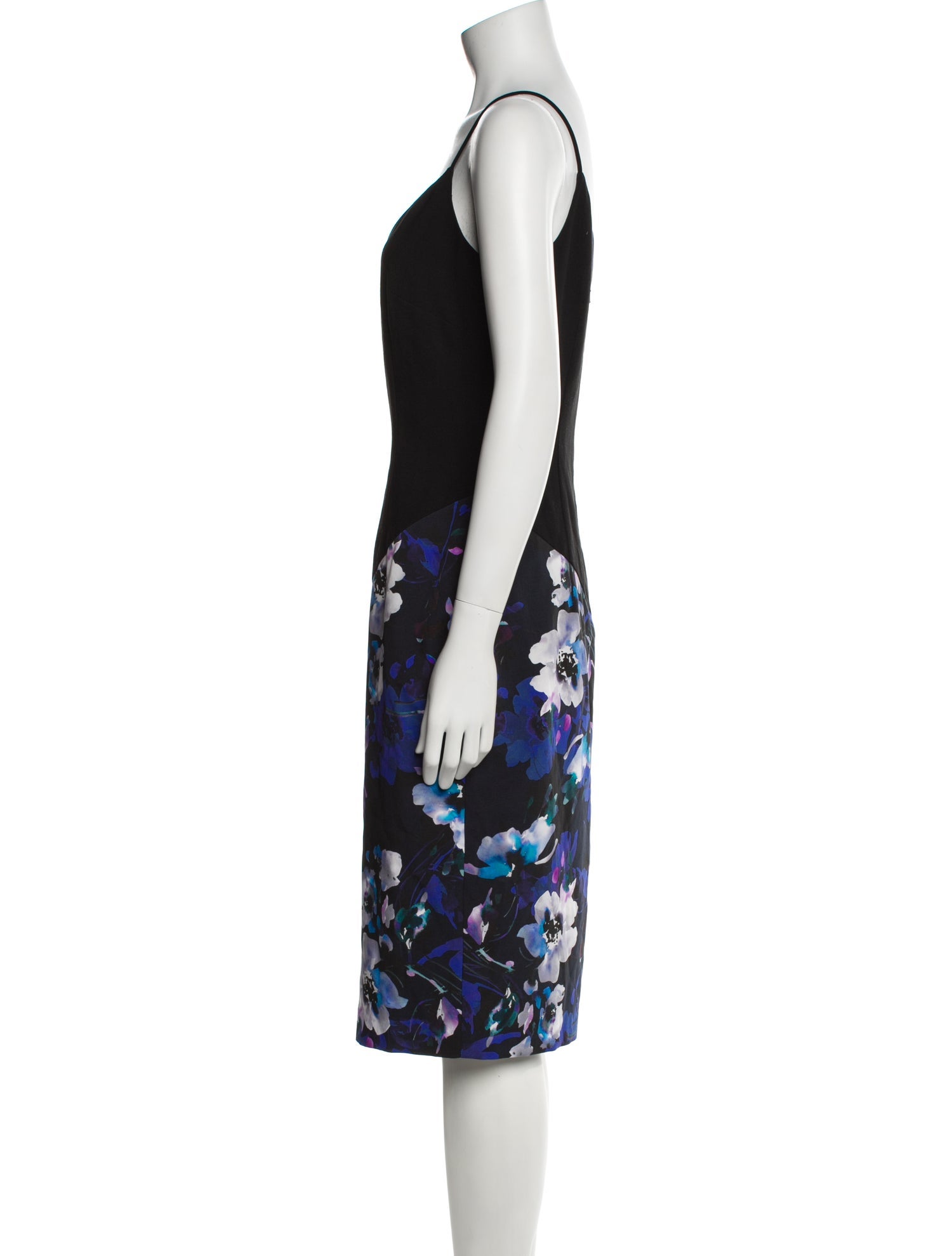 Black Halo Floral Print Midi Length Dress