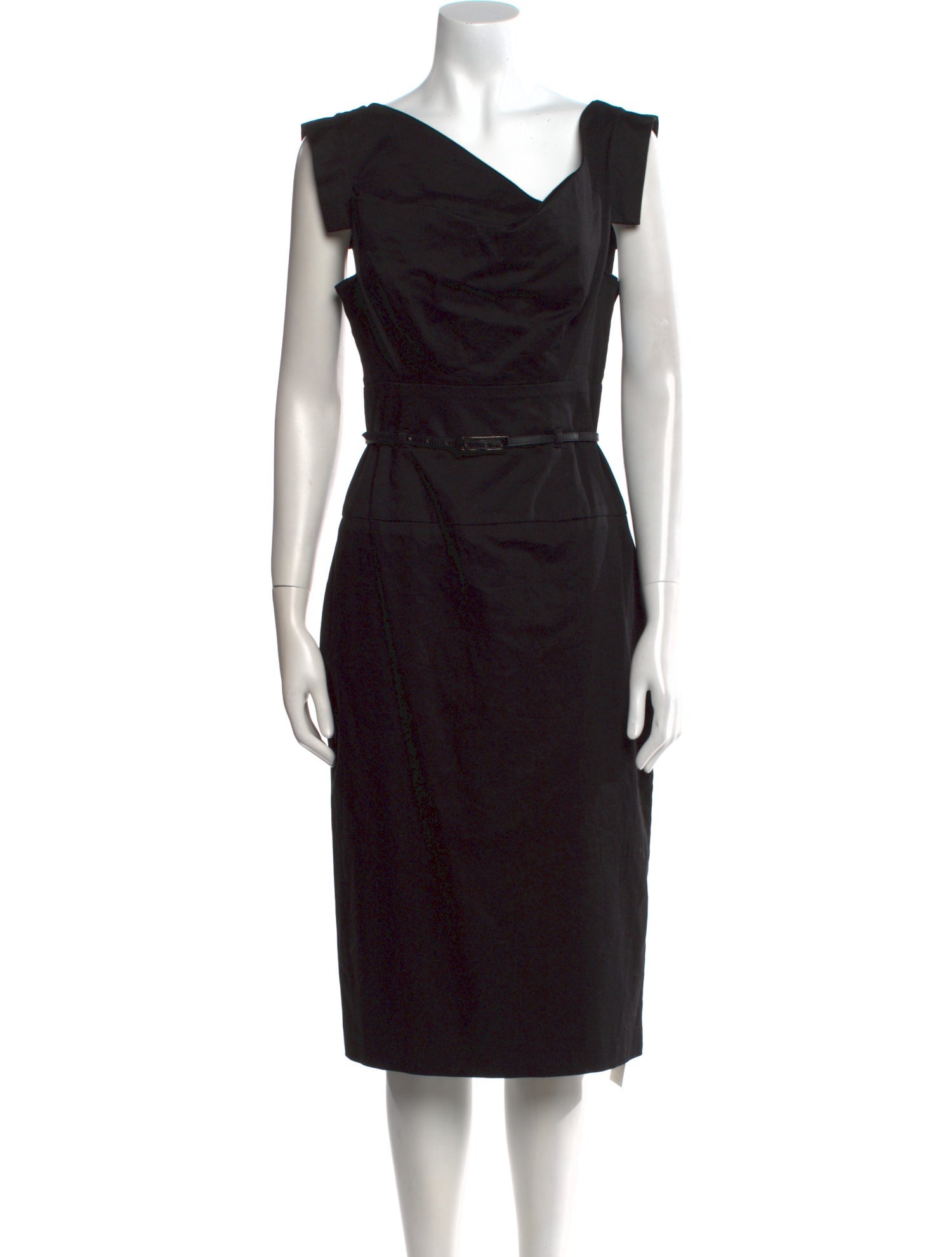 Black Halo Cowl Neck Midi Length Dress