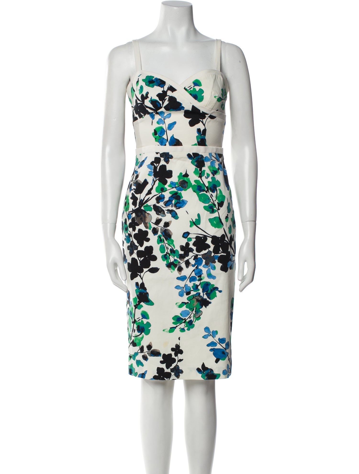 Black Halo Floral Print Knee-Length Dress - White Dresses, Clothing -  WBH37267 | The RealReal