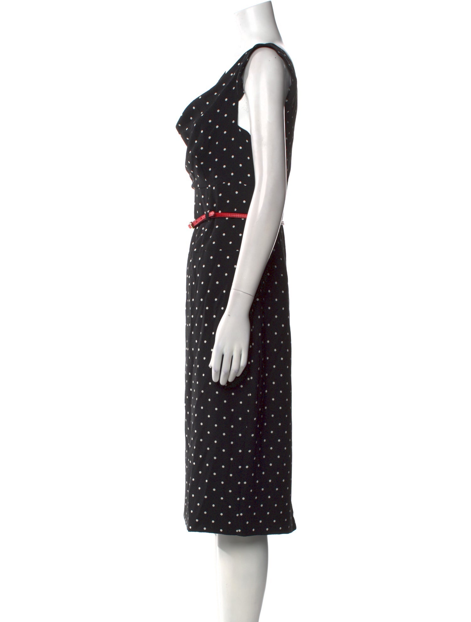 Black Halo Polka Dot Print Midi Length Dress