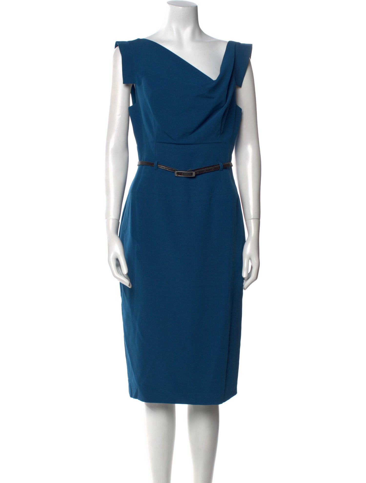 Black Halo Cowl Neck Knee-Length Dress