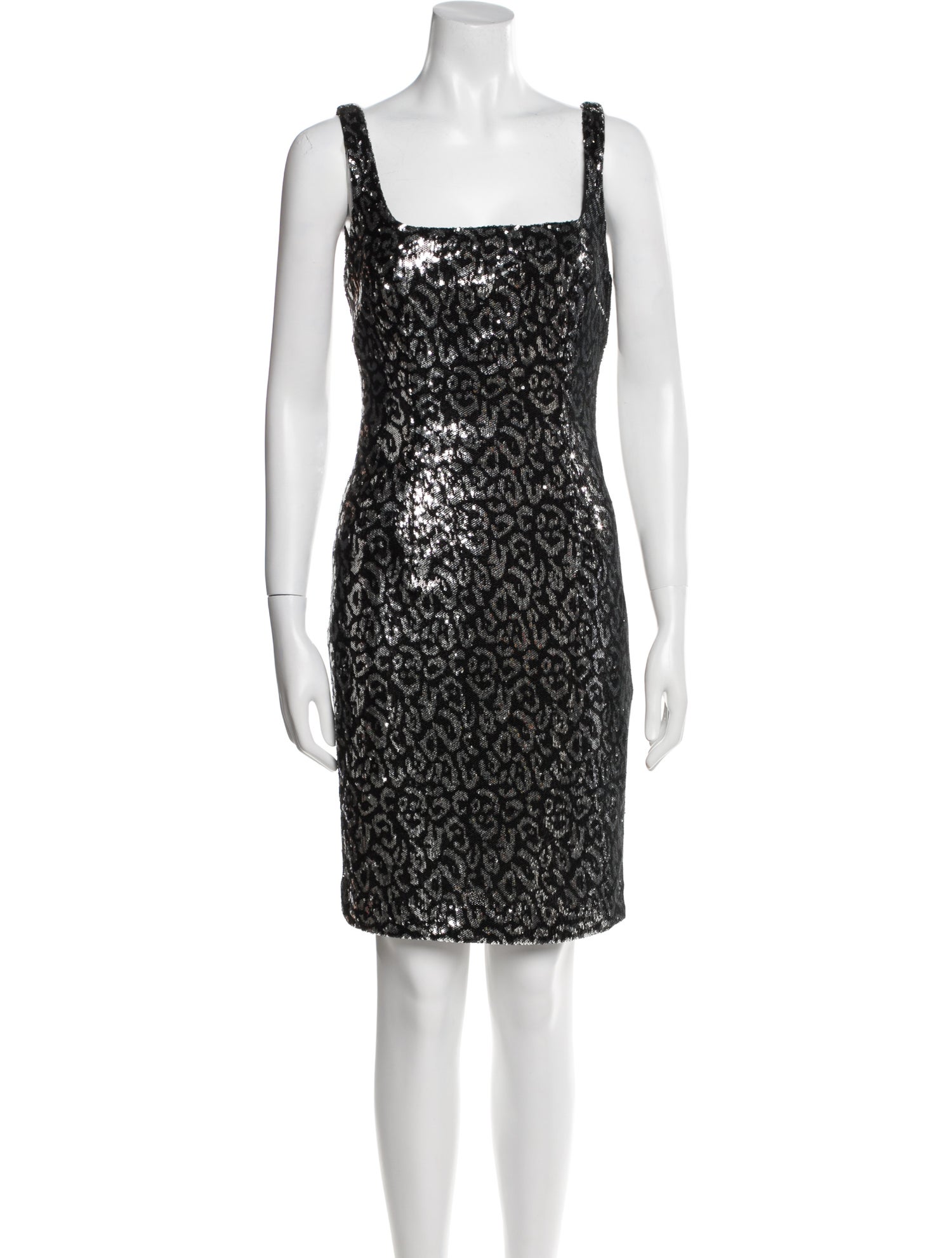 Black Halo Lace Pattern Knee-Length Dress