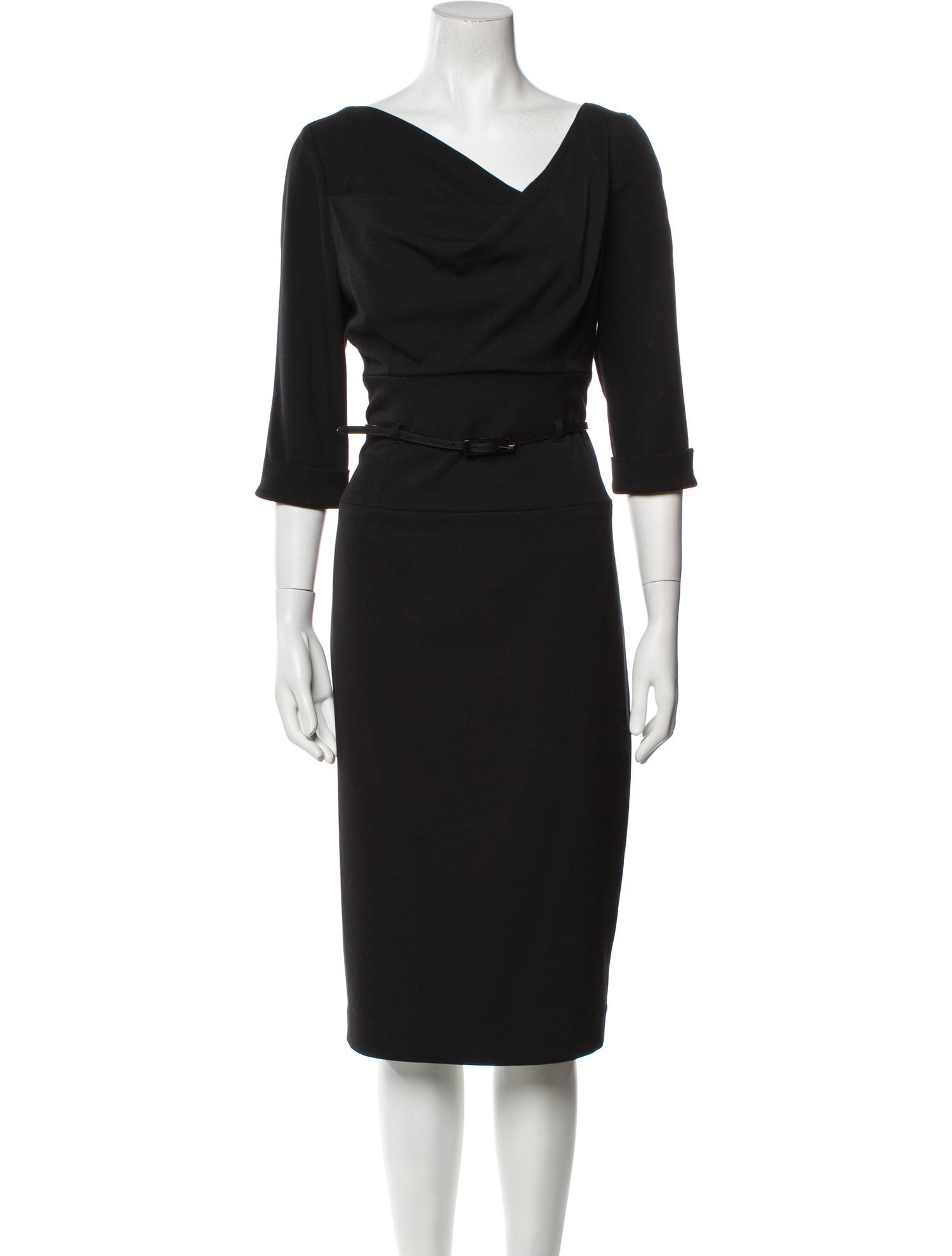 Black Halo Cowl Neck Midi Length Dress