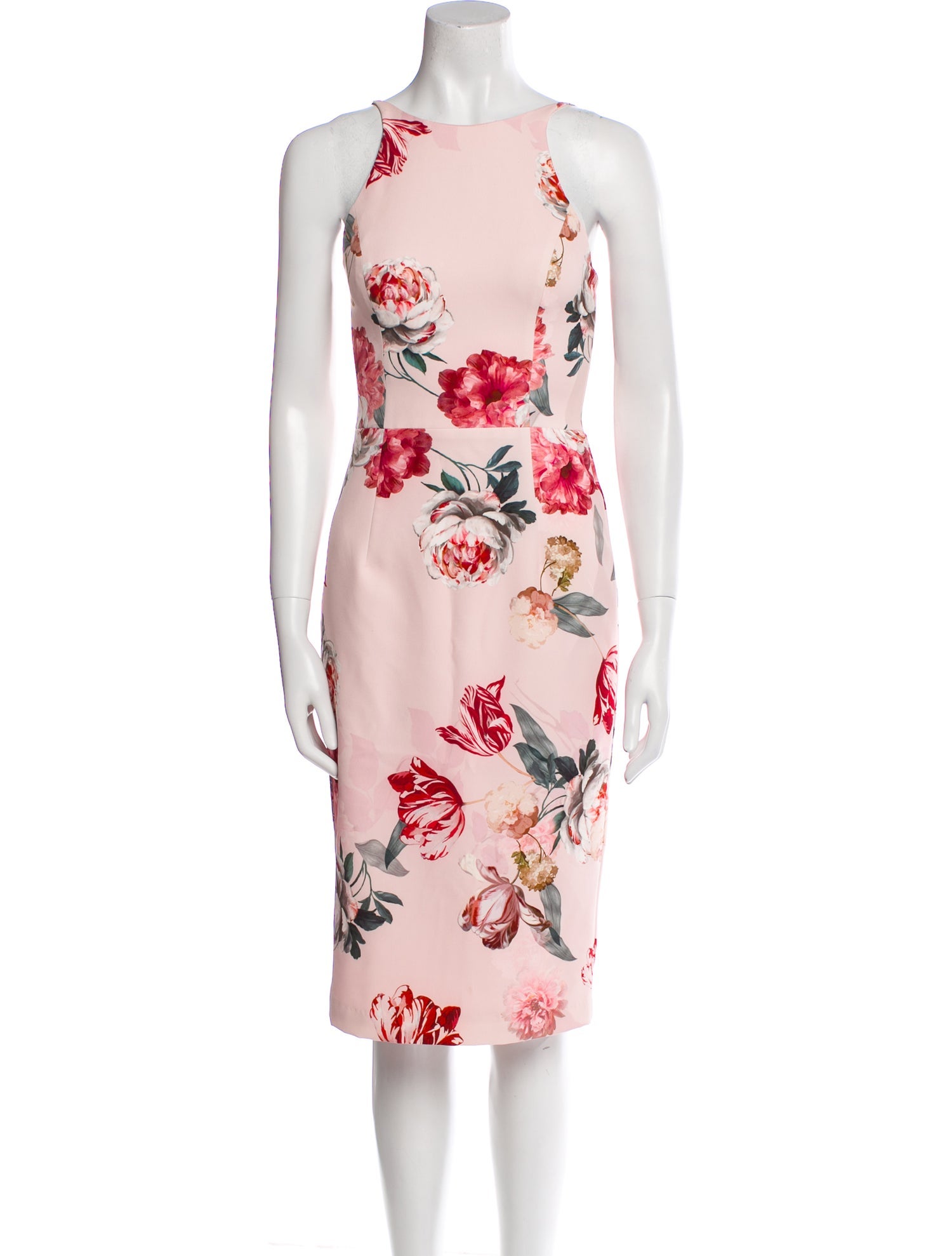 Black Halo Floral Print Midi Length Dress