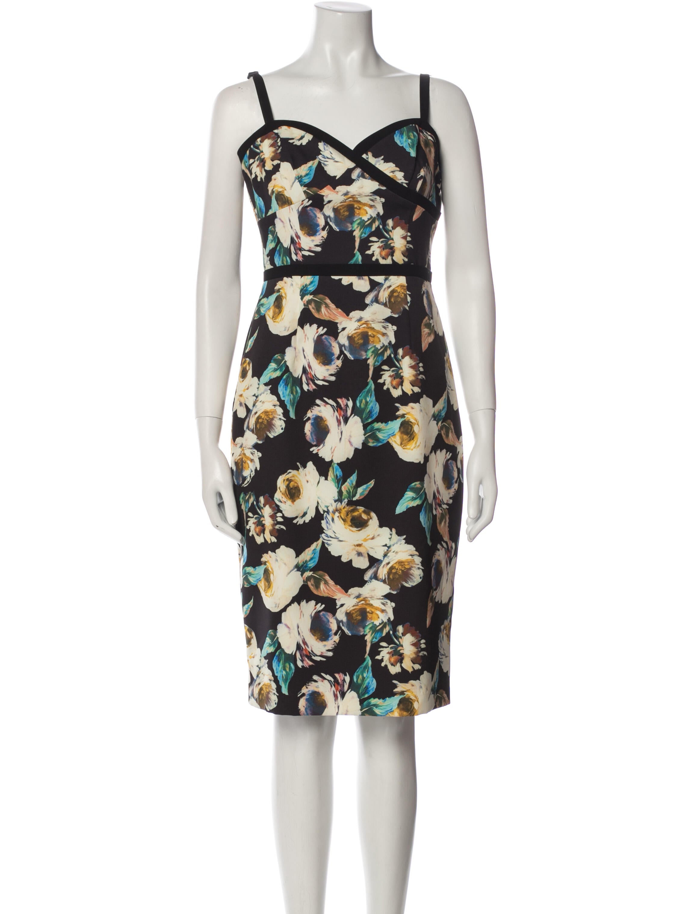 Black Halo Floral Print Knee-Length Dress