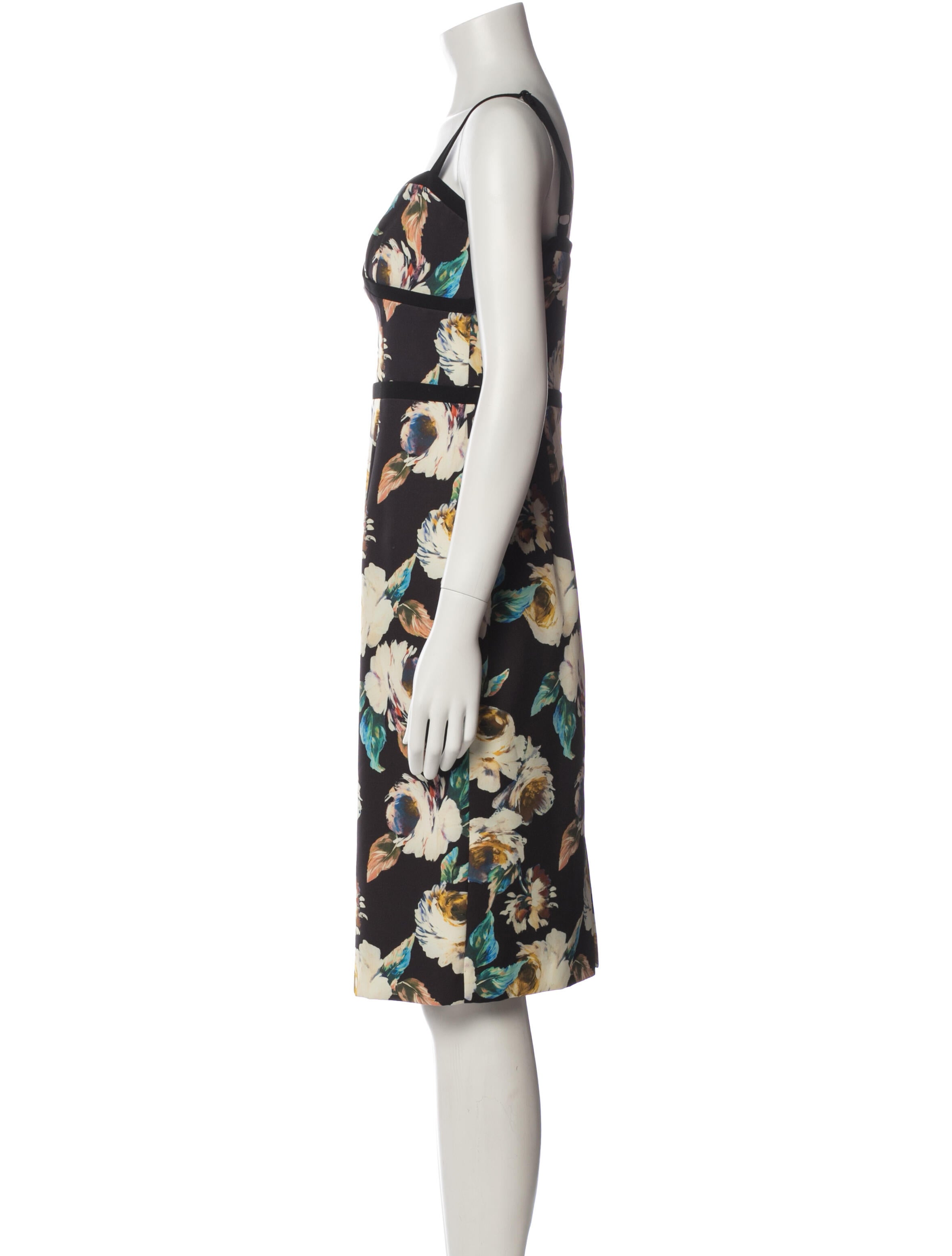 Black Halo Floral Print Knee-Length Dress
