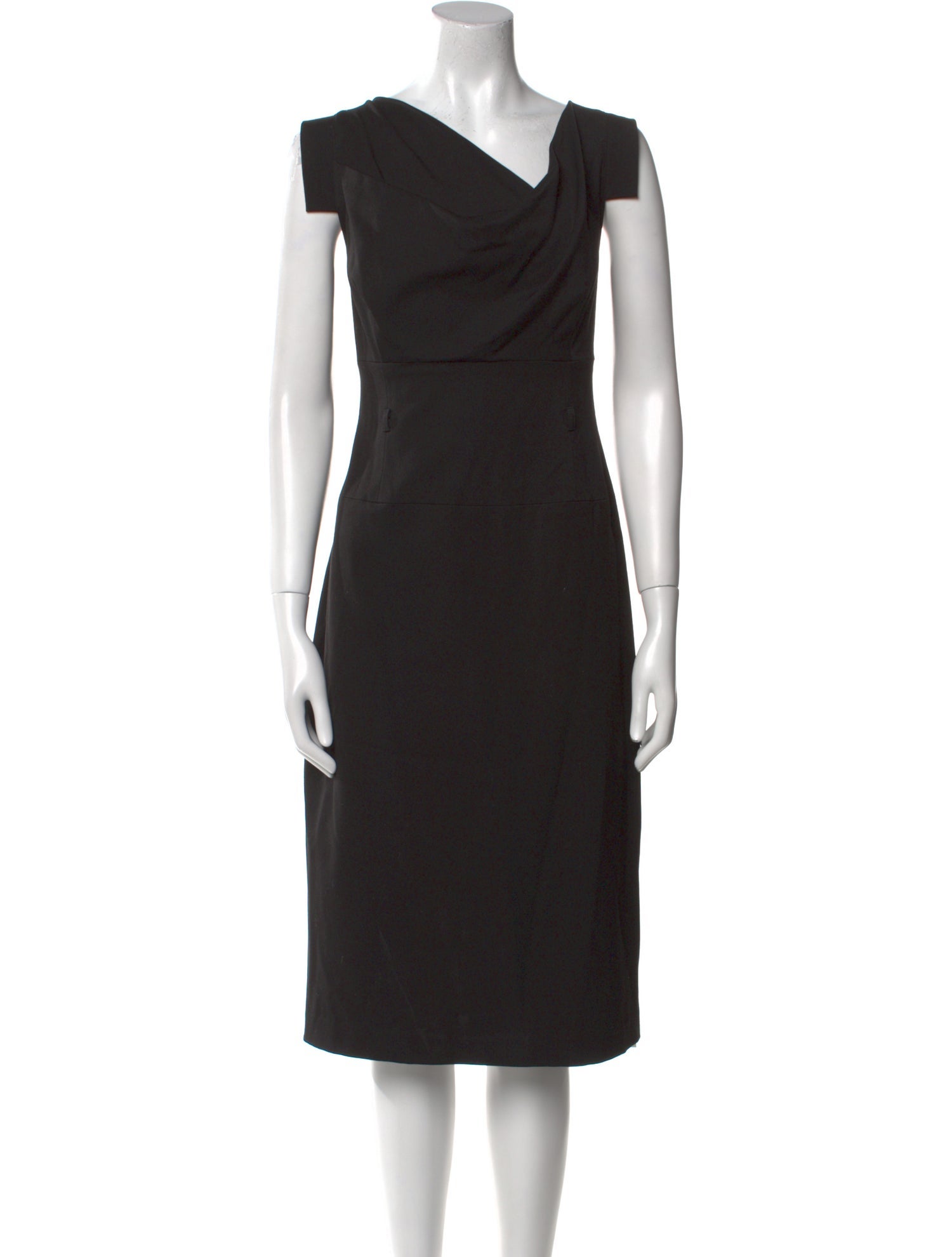 Black Halo Cowl Neck Midi Length Dress