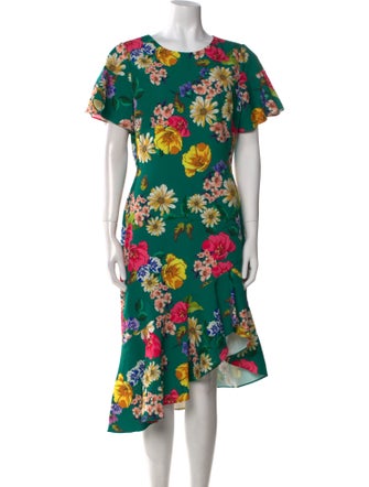 Black Halo Floral Print Midi Length Dress