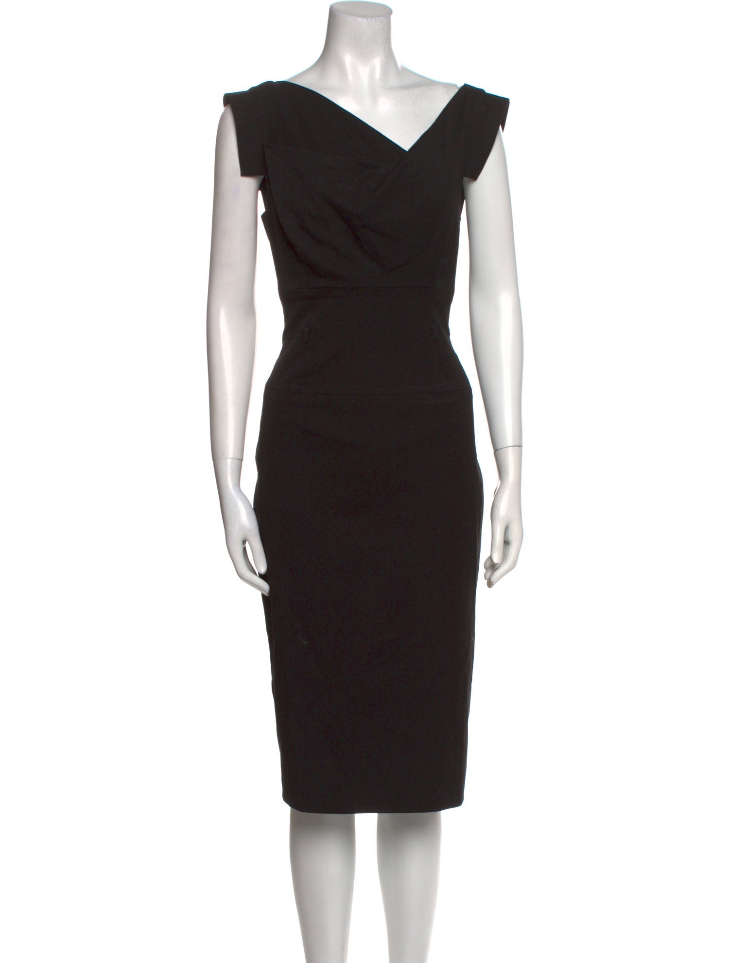 Black Halo V-Neck Midi Length Dress