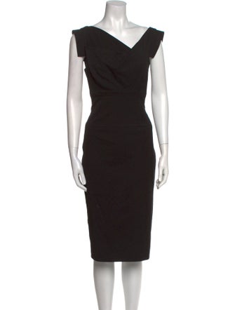 Black Halo V-Neck Midi Length Dress