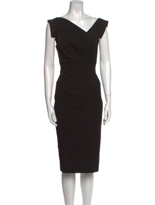 Black Halo V-Neck Midi Length Dress